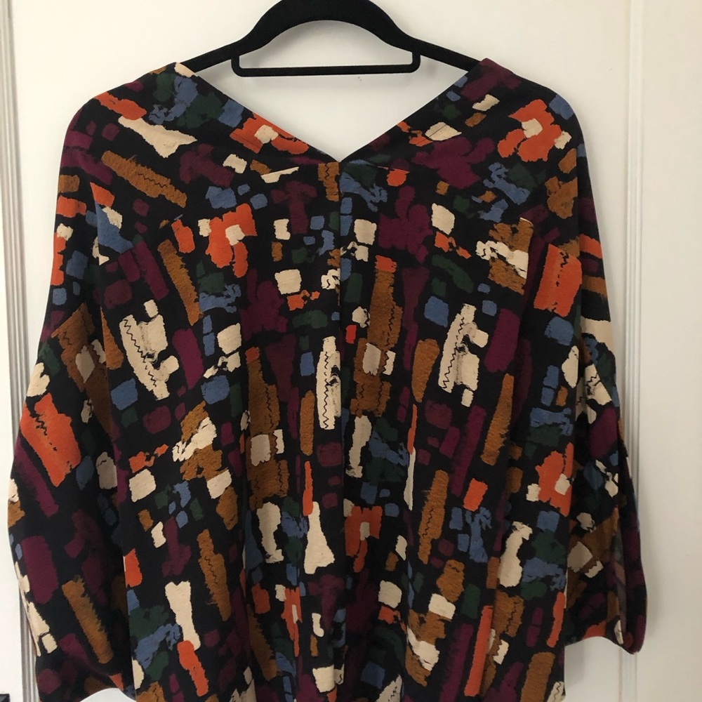 Zero+Maria Cornejo cropped neck silk top